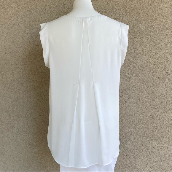 Ivory Pleated Accent Sleeveless Work Blouse - Picture 2 of 6